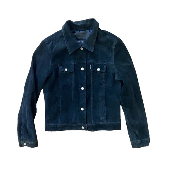 guess jeans suede jacket adult medium black Women button up - Picture 8 of 8